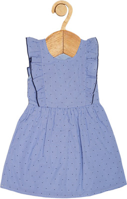 CREATIVE KID'S Girls Midi/Knee Length Casual Dress(Blue, Sleeveless)