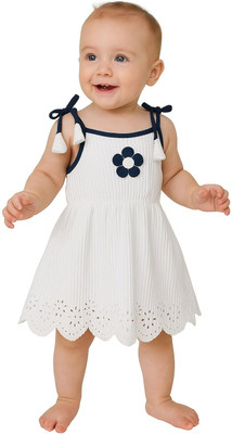AJ ASTYLE Baby Girls Above Knee Casual Dress(White, Sleeveless)