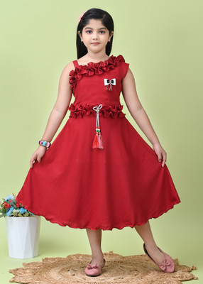 j.n.s rozina Indi Girls Below Knee Festive/Wedding Dress(Multicolor, Fashion Sleeve)