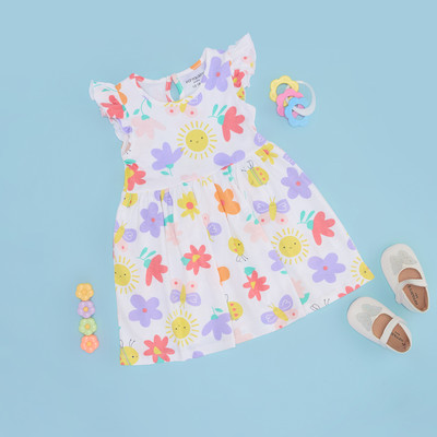 Pantaloons Baby Baby Girls Midi/Knee Length Casual Dress(Pink, Half Sleeve)