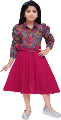 ALI IMRAN DRESSES Indi Girls Maxi/Full Length Party Dress(Purple, 3/4 Sleeve)