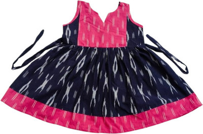 Littlemom Cottons Baby Girls Midi/Knee Length Casual Dress(Blue, Pink, Sleeveless)