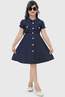 Billion Girls Midi/Knee Length Casual Dress(Dark Blue, Cap Sleeve)