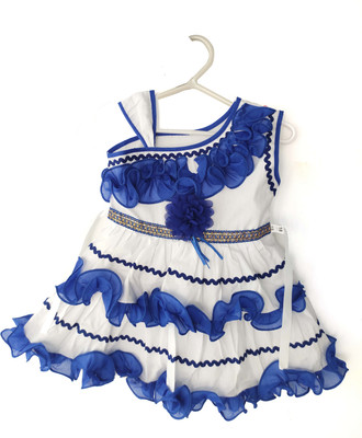 new gen Indi Girls Midi/Knee Length Casual Dress(Blue, Sleeveless)