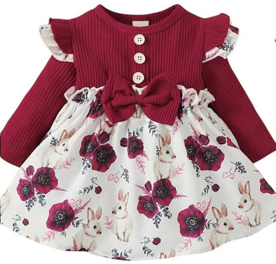 CARTIKKAAY Baby Girls Midi/Knee Length Festive/Wedding Dress(Multicolor, Fashion Sleeve)