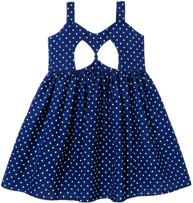 SSTG Indi Girls Midi/Knee Length Casual Dress(Dark Blue, Sleeveless)