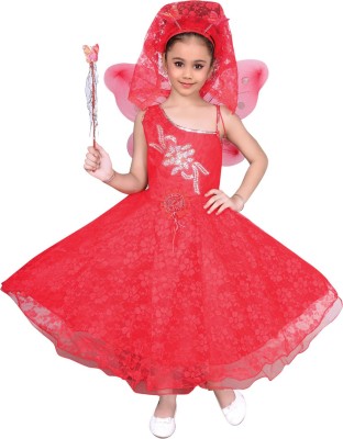 AJ Dezines Indi Girls Maxi/Full Length Party Dress(Red, Sleeveless)