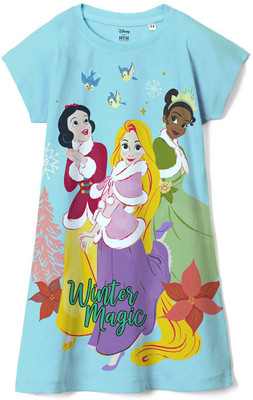 Wear Your Mind Girls Midi/Knee Length Casual Dress(Blue, Cap Sleeve)