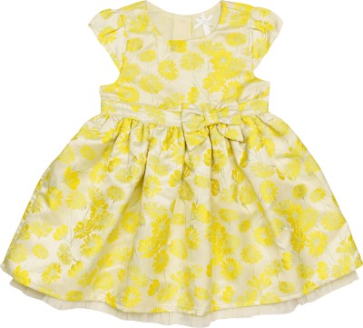 H By Hamleys Girls Midi/Knee Length Casual Dress(Yellow, Short Sleeve)