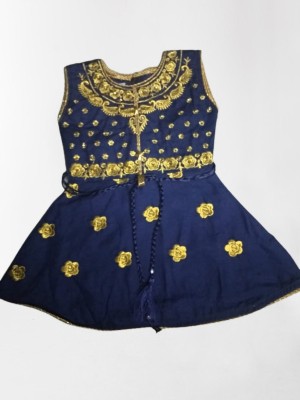 JYOTIDRESSES Indi Baby Girls Midi/Knee Length Casual Dress(Dark Blue, Sleeveless)