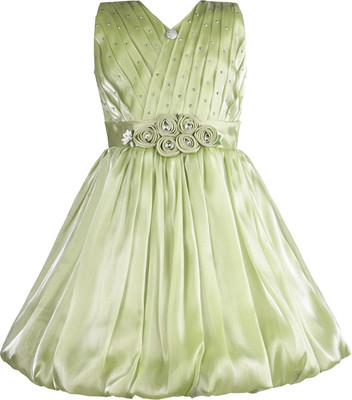 Silver Kraft Baby Girls Midi/Knee Length Party Dress(Light Green, Sleeveless)