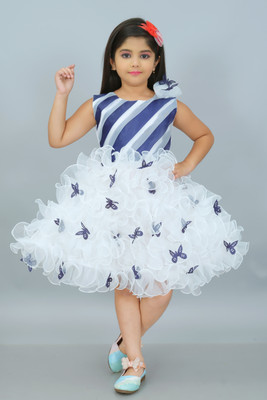 Senorita Fashion Baby Girls Midi/Knee Length Casual Dress(White, Sleeveless)