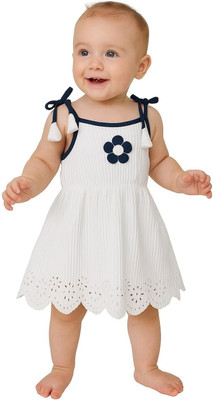 AJ ASTYLE Baby Girls Above Knee Casual Dress(White, Sleeveless)