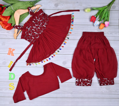 SAMJHO FASHION Baby Girls Party(Festive) Gown Pant(MAROON)