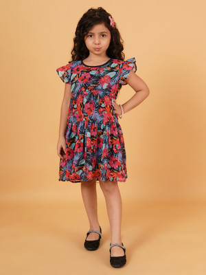 CREATIVE KID'S Baby Girls Midi/Knee Length Casual Dress(Multicolor, Fashion Sleeve)