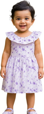 RANGBASANTI Indi Girls Midi/Knee Length Festive/Wedding Dress(White, Sleeveless)