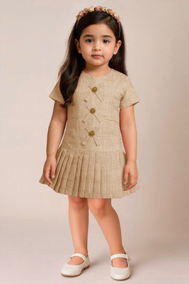 SARDAR DRESSES Baby Girls Midi/Knee Length Party Dress(Beige, Half Sleeve)