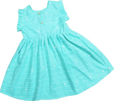 sathiyas Indi Baby Girls Calf Length Casual Dress(Green, Fashion Sleeve)