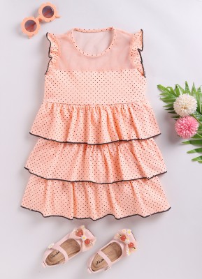 Mimino Indi Baby Girls Midi/Knee Length Casual Dress(Pink, Full Sleeve)