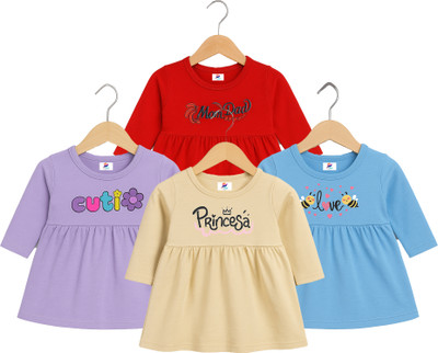 TinyVail Baby Girls Above Knee Casual Dress(Multicolor, Full Sleeve)
