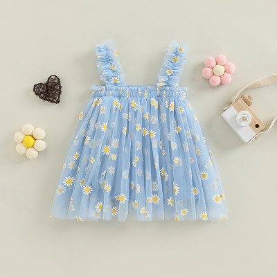 Lupri Girls Midi/Knee Length Party Dress(Blue, Sleeveless)