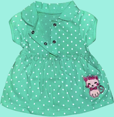Shakubhar Fashion Baby Girls Midi/Knee Length Casual Dress(Green, Short Sleeve)