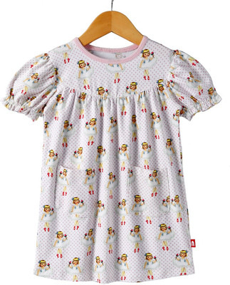 nino bambino Girls Midi/Knee Length Casual Dress(White, Short Sleeve)