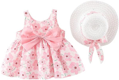 Bold N Elegant Indi Baby Girls Midi/Knee Length Casual Dress(Pink, Sleeveless)