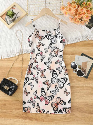 Miss & Chief Girls Mini/Short Party Dress(Pink, Sleeveless)