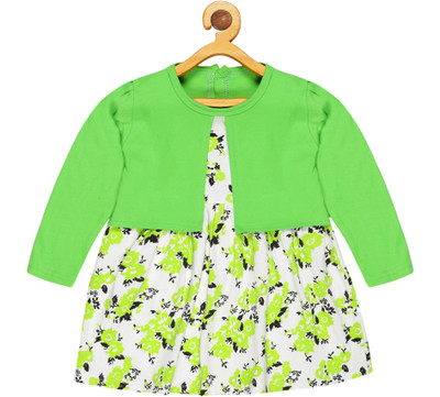 babeezworld Girls Midi/Knee Length Casual Dress(Green, Full Sleeve)