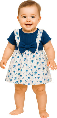 POSHIKHA Indi Girls Midi/Knee Length Festive/Wedding Dress(Blue, Half Sleeve)