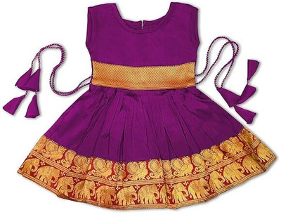 Jal Enterprises Baby Girls Midi/Knee Length Festive/Wedding Dress(Purple, Sleeveless)