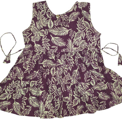 Little Dreams Indi Girls Below Knee Casual Dress(Purple, Sleeveless)