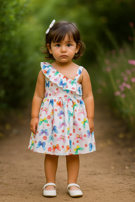 Anjali Enterprise Baby Girls Midi/Knee Length Party Dress(White, Sleeveless)