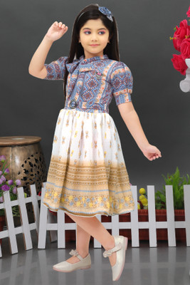 Samshil Fashion Girls Below Knee Festive/Wedding Dress(Multicolor, Half Sleeve)