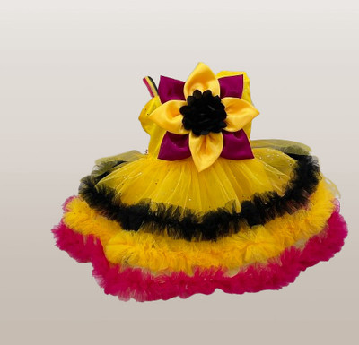 New Ekta Dresses Baby Girls Midi/Knee Length Festive/Wedding Dress(Yellow, Sleeveless)