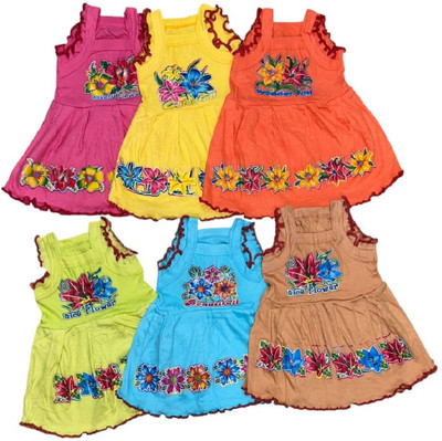 leemony Baby Girls Midi/Knee Length Casual Dress(Multicolor, Sleeveless)