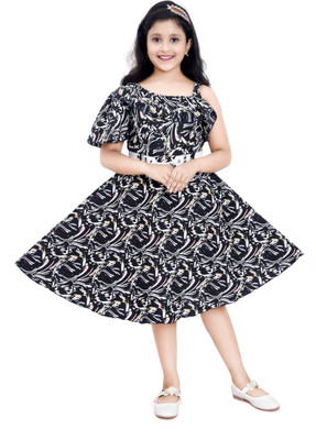 S KAY FASHION Indi Girls Midi/Knee Length Casual Dress(White, Noodle strap)