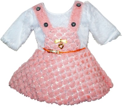 GIRRAJ MUKHI Indi Baby Girls Midi/Knee Length Festive/Wedding Dress(Pink, Fashion Sleeve)