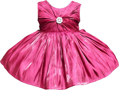 DeeVee Creations Baby Girls Midi/Knee Length Party Dress(Pink, Sleeveless)