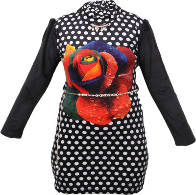 truffles Girls Midi/Knee Length Casual Dress(Black, Full Sleeve)