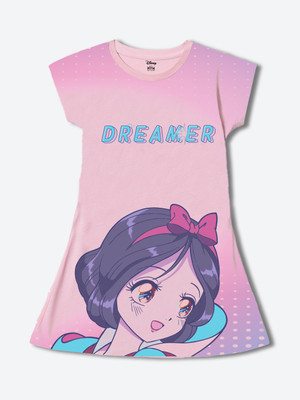 Wear Your Mind Girls Midi/Knee Length Casual Dress(Pink, Cap Sleeve)