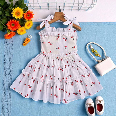 ZStar Saif Indi Baby Girls Midi/Knee Length Casual Dress(White, Sleeveless)