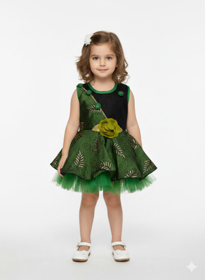 Girijesh Singh Baby Girls Midi/Knee Length Party Dress(Multicolor, Sleeveless)