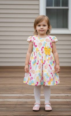 KevoraApparel Baby Girls Midi/Knee Length Casual Dress(White, Cap Sleeve)