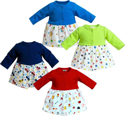 Vparents Indi Baby Girls Maxi/Full Length Casual Dress(Multicolor, Full Sleeve)