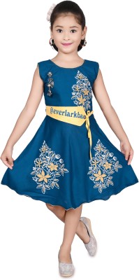 J y Fashion Girls Midi/Knee Length Casual Dress(Blue, Sleeveless)