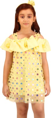 Cutecumber Girls Above Knee Casual Dress(Yellow, Fashion Sleeve)