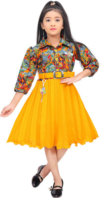 ARUNA CREATIONn Girls Below Knee Party Dress(Multicolor, 3/4 Sleeve)