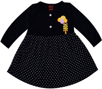 INFANT Indi Baby Girls Midi/Knee Length Casual Dress(Black, Full Sleeve)